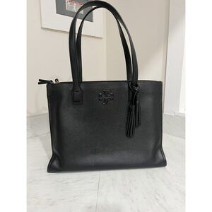 Tory Burch Thea Pebbled Black Leather Tote Bag